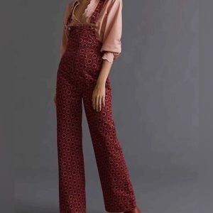NWT Anthropologie Pilcro Relaxed Floral Corduroy Overalls